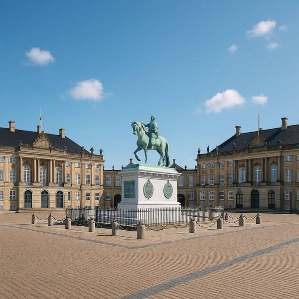 Amalienborg Palace Square, Copenhagen — Bright Blue Sky