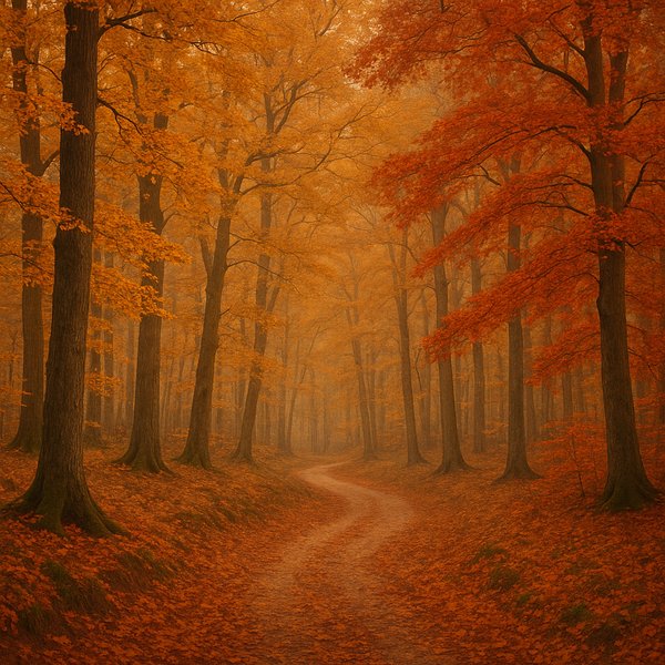 Autumn Path Through a Danish Woodland