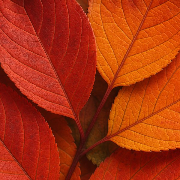 Autumn Veins — Fiery Red & Orange Macro Leaves