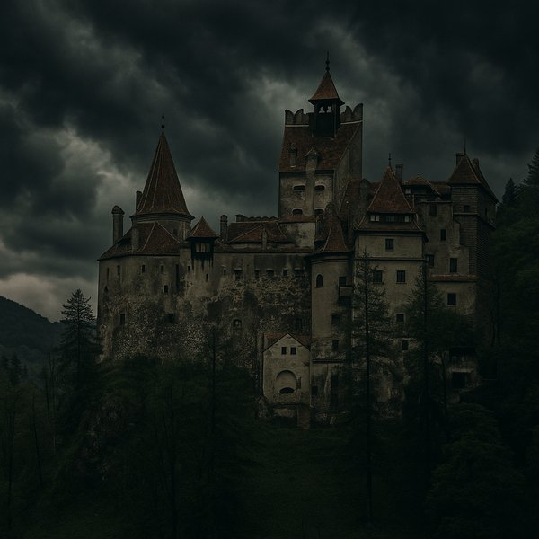Bran Castle at Dusk — Gothic Stronghold Under Stormy Skies