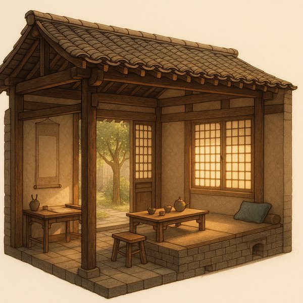 Cutaway of Ming-Era Courtyard Room at Morning