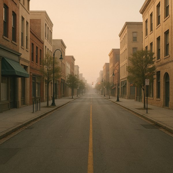 Dawn on a Quiet Main Street