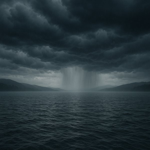 Endless Downpour Over the Lake