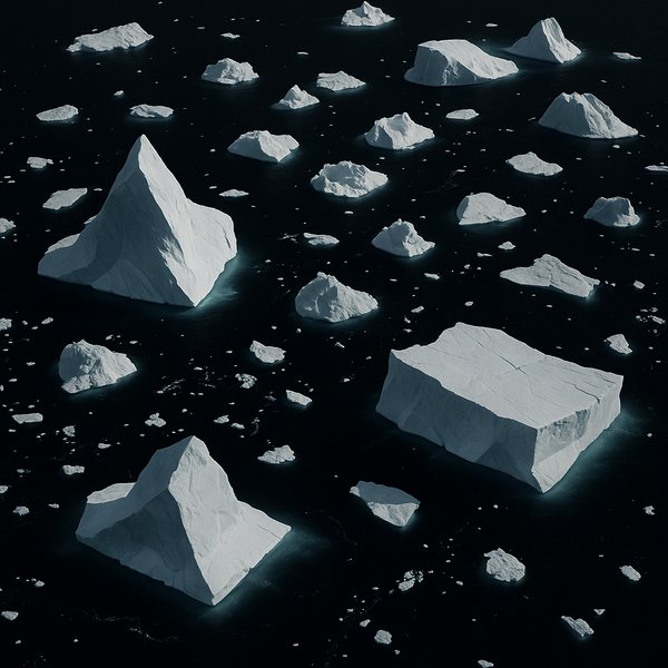 Geometrics of Ice: Aerial View of Greenland Icebergs