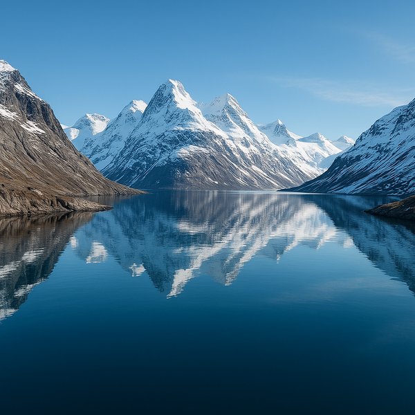 Glassy Greenland Fjord under Arctic Daylight