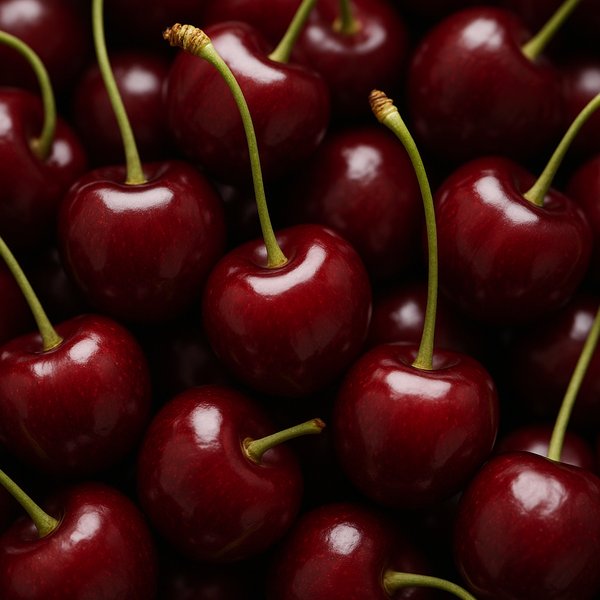 Glossy Fresh Red Cherries — Close-Up