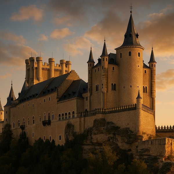 Golden-Hour Alcázar: Ship-like Stone Fortress of Segovia