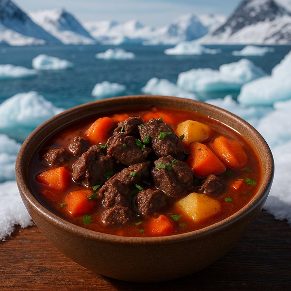 Greenland‑Style Reindeer Stew in Arctic Setting