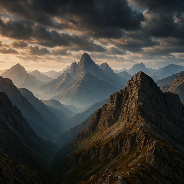 Into the Mist: Epic Mountain Range at Dusk