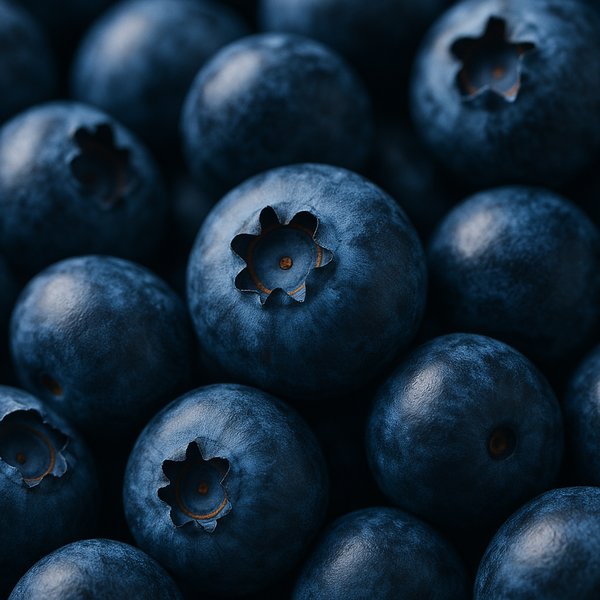 Macro Blueberries with Natural Bloom