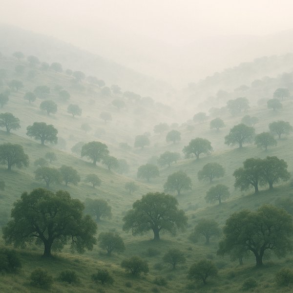 Misty Zagros Oaks at Dawn