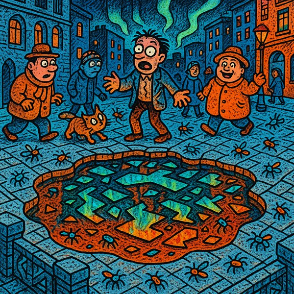 Molten Mosaic Pond in the Northern Night