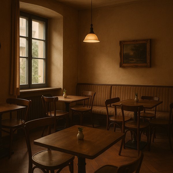 Morning Quiet at the Corner Café