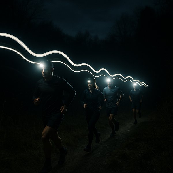 Night Trail Run — Headlamp Light Trails