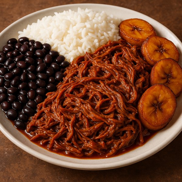 Pabellón Criollo — Shredded Beef, Black Beans, Rice & Fried Plantains