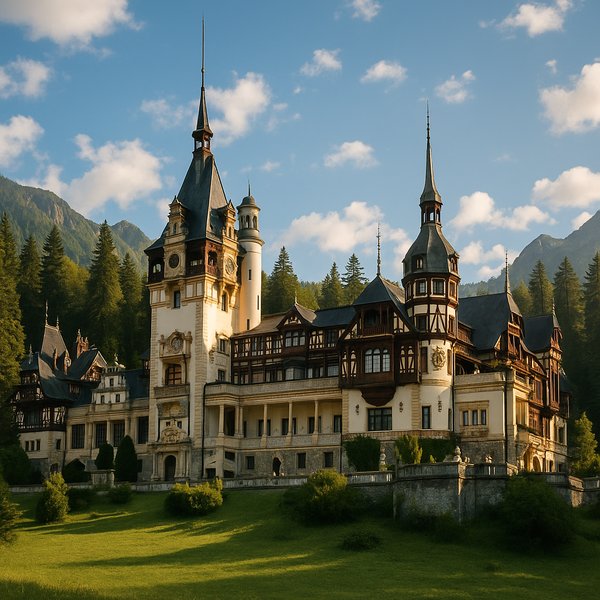 Peleș Castle in Alpine Light