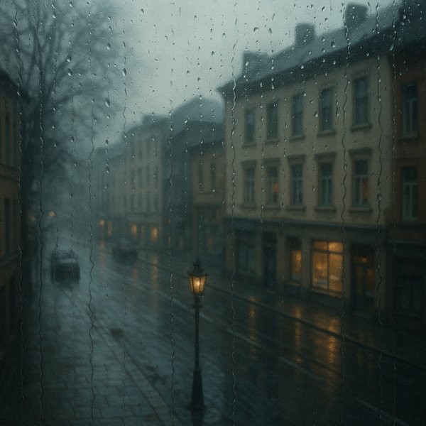 Rainy Evening on a Quiet City Street