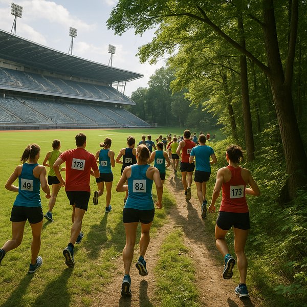 Stadium-to-Trail Race: Runners Enter the Woods