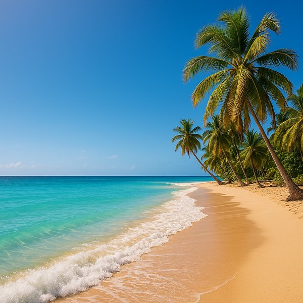 Sunlit Caribbean Shoreline in Venezuela