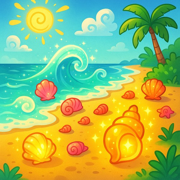 ชายหาดมหัศจรรย์ในแสงแดด