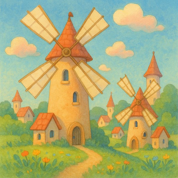 Sunlit Windmill Village