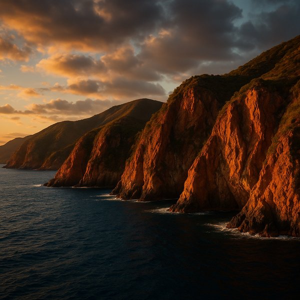 Sunset on Mochima's Crimson Cliffs