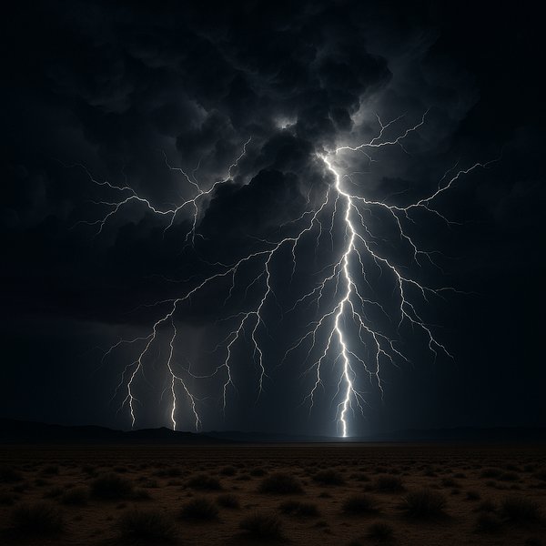 Thunderous Veins: Lightning Over the Desert