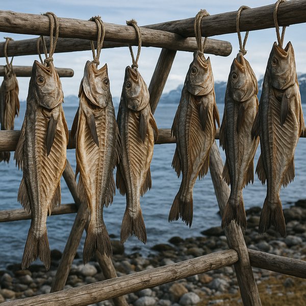 Traditional Greenland Dried Fish on Coastal Racks
