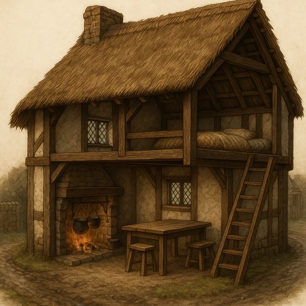 Tudor Cottage Cutaway with Hearth and Loft