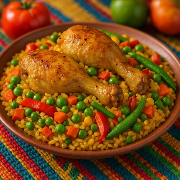 Venezuelan-Style Arroz con Pollo with Saffron Rice and Vegetables