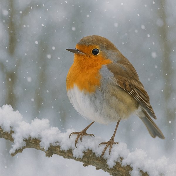 Winter Robin on a Snowy Branch