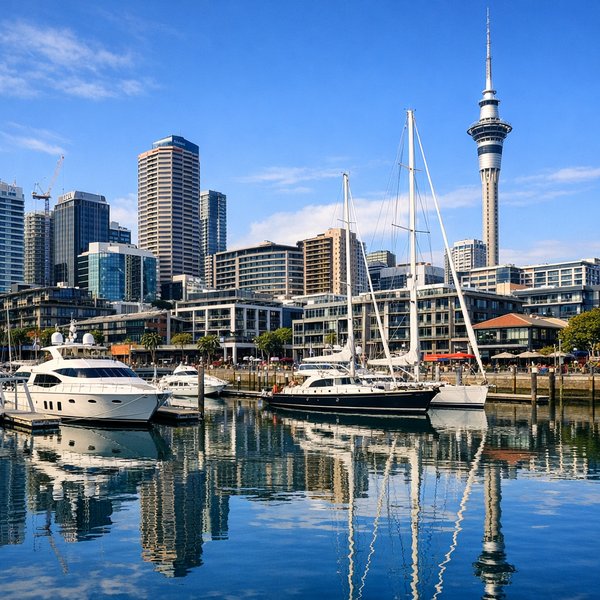 Auckland Viaduct Harbour am Mittag