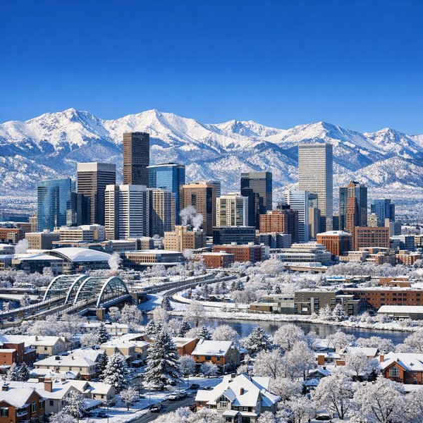 Denver Winter Majesty: City and Rockies Puzzle