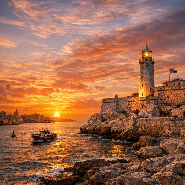 El Morro at Sunset — Havana Harbor Entrance