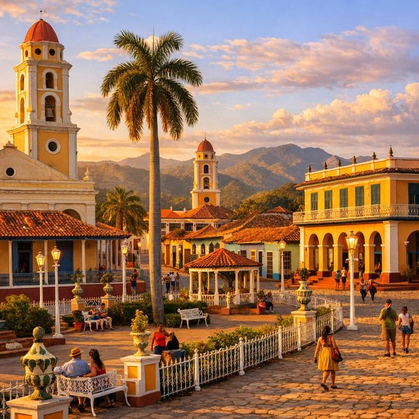 Golden Hour at Trinidad's Plaza Mayor
