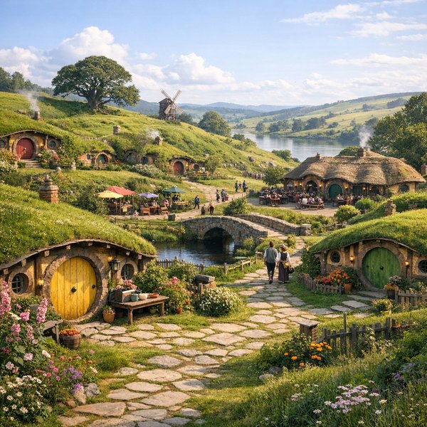 Hobbiton Village at Soft Daylight