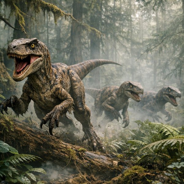 Jagd im Nebel: Velociraptoren auf Beutezug