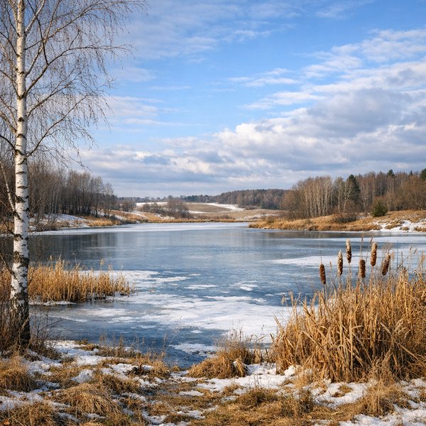Spätwinterlicher Fluss Mitte Februar