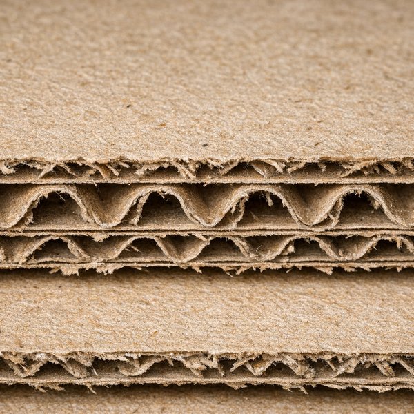 Macro Corrugated Cardboard Texture — Natural Beige Layers