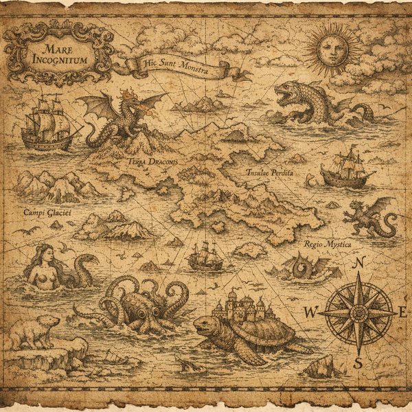 Mare Incognitum — Antique Fantastical Sea Chart