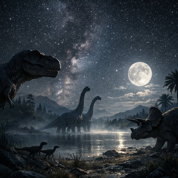 Moonlit Guardians of the Prehistoric Lake
