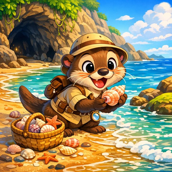 La découverte d'un coquillage par la loutre exploratrice