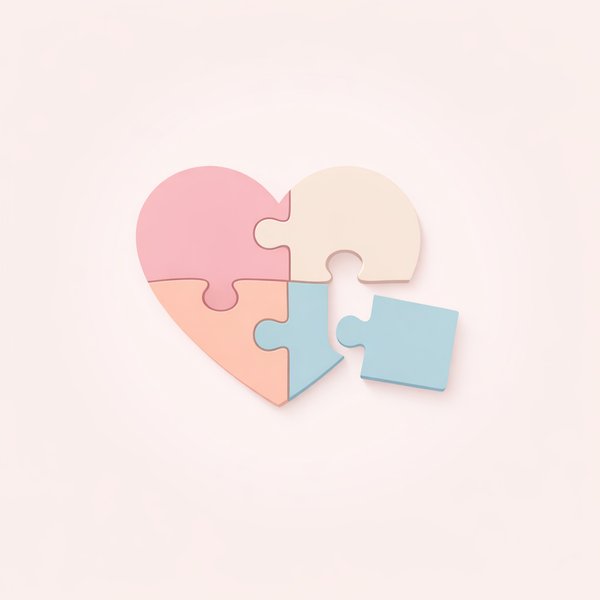 Pastel Heart Puzzle — Minimal Valentine Illustration