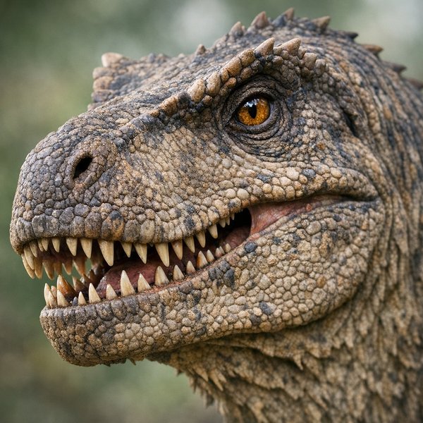 Photorealistic Close-Up Portrait of a Dinosaur Head