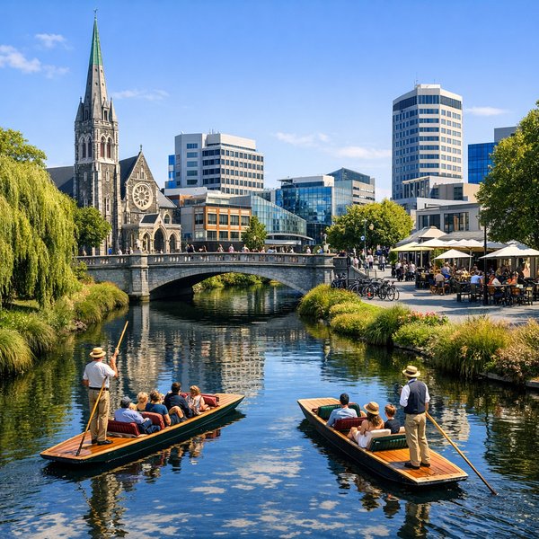 Punting on the Avon — Christchurch City Centre