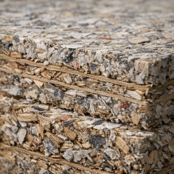 Recycled Paper-Wood Composite — Close-Up Texture