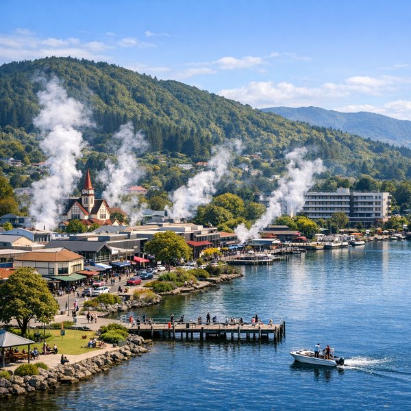 Rotorua Lakeside Town on a Crisp Day