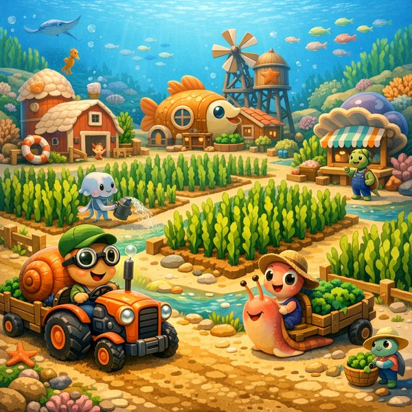Seaweed Farm Friends — Cozy Underwater Harvest