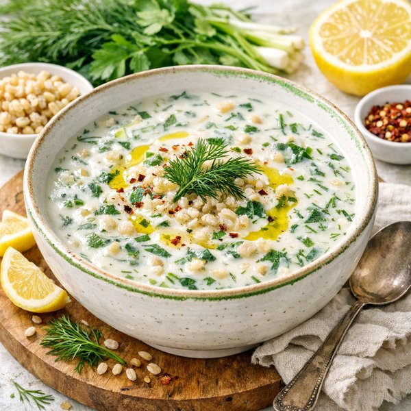 Spas — Sopa armenia de yogur con hierbas y granos