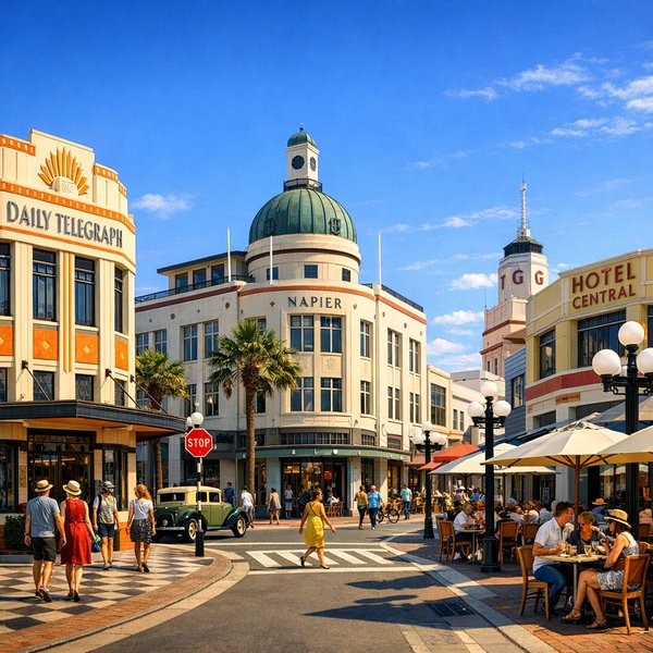 Sunlit Art Deco Heart of Napier